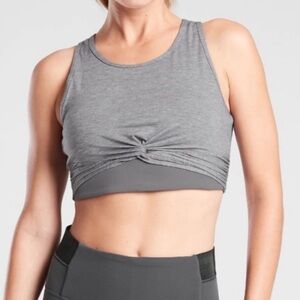 Athleta Twist Front Crop Tank Top Sports Bra Women’s Size Small Gray